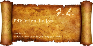 Fórizs Lajos névjegykártya
