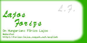 lajos forizs business card